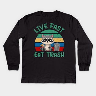 Raccon Live Fast Eat Trash   Vintage Kids Long Sleeve T-Shirt